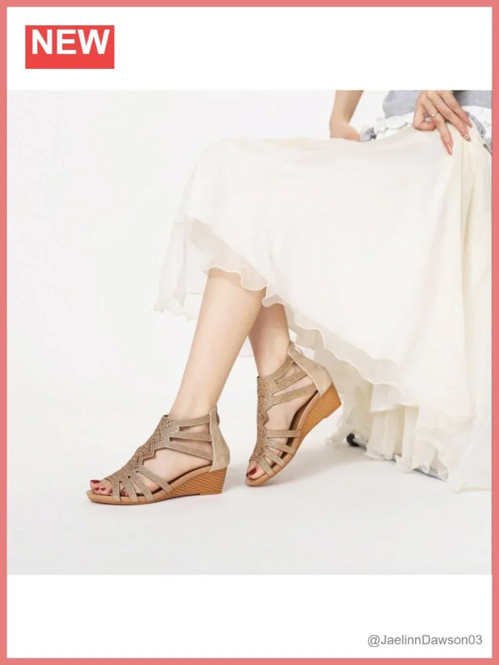 Glitter Open Toe Rhinestone Wedge Sandals with Ankle Strap Zip Closure